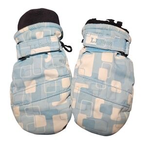 L.L. Bean Thinsulate Leather Palm Winter Mittens Kids Medium Blue DADV8
